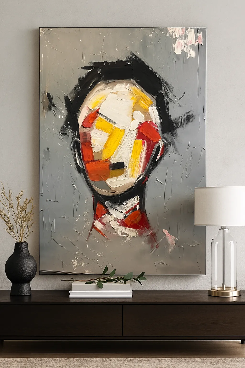 A vibrant abstract contemporary painting titled Faces I