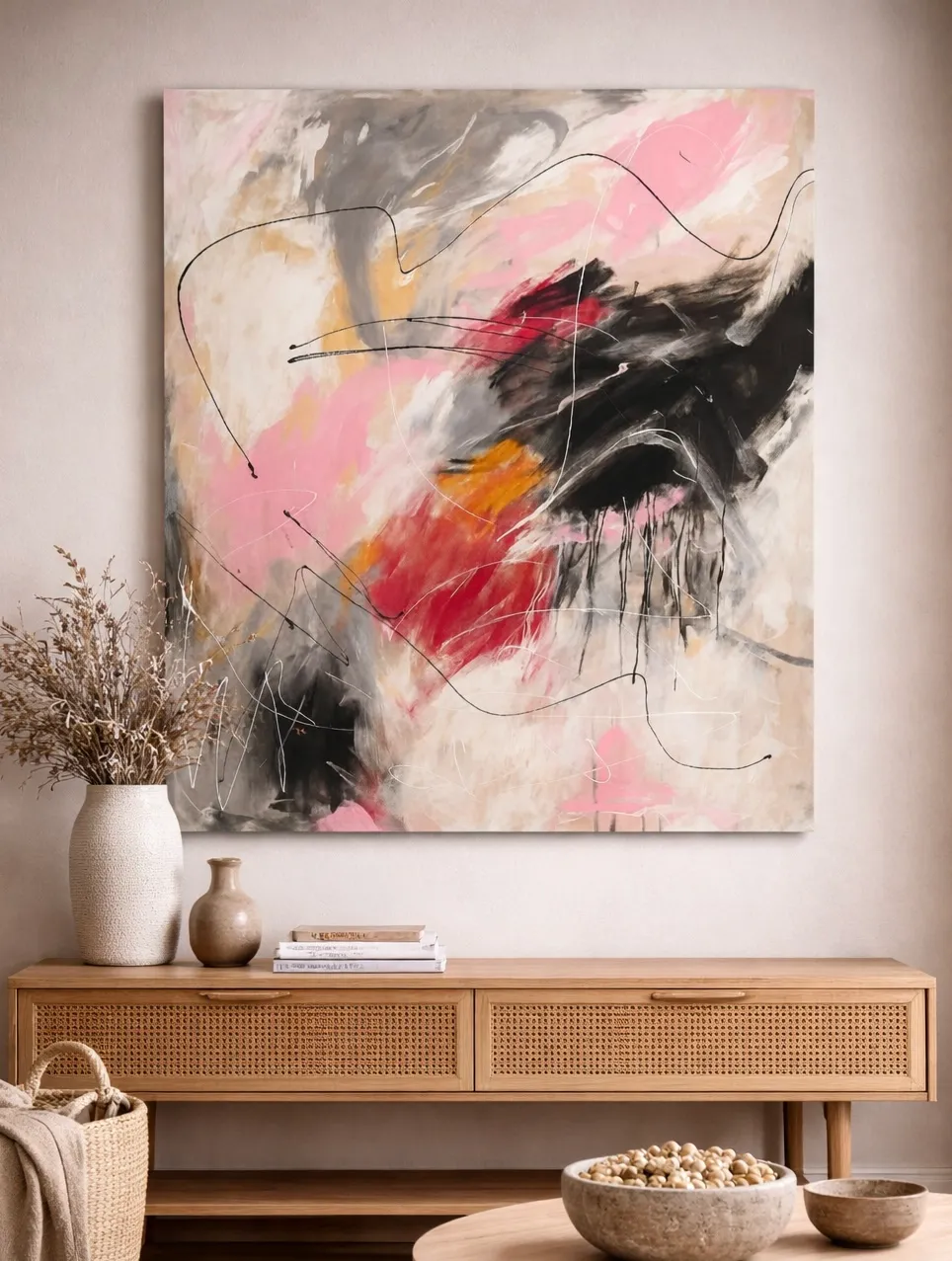 A vibrant abstract contemporary painting titled Mess