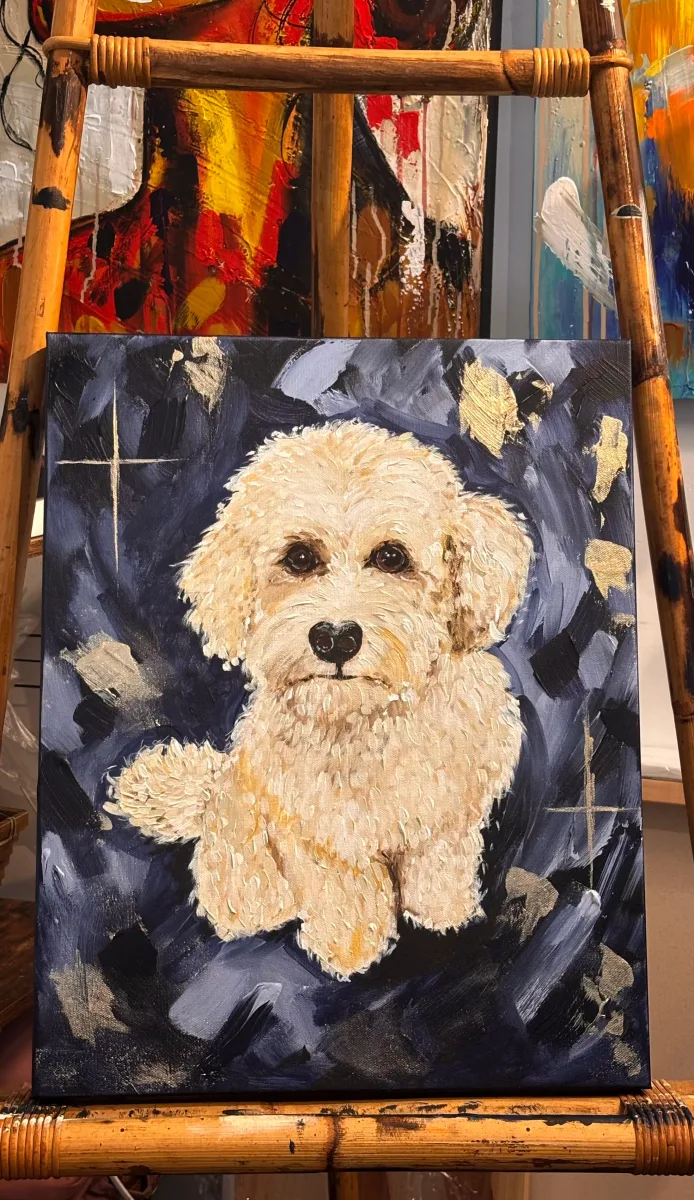 Hand-painted custom pet portrait sample