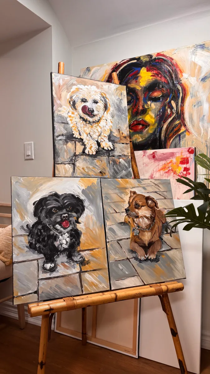 Hand-painted custom pet portrait sample