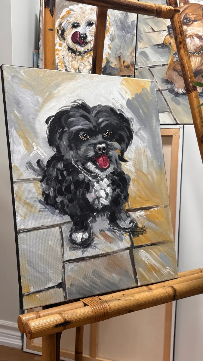 Hand-painted custom pet portrait sample