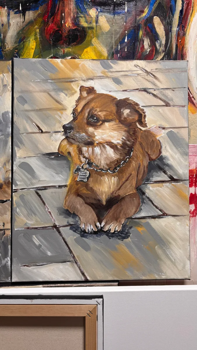 Hand-painted custom pet portrait sample