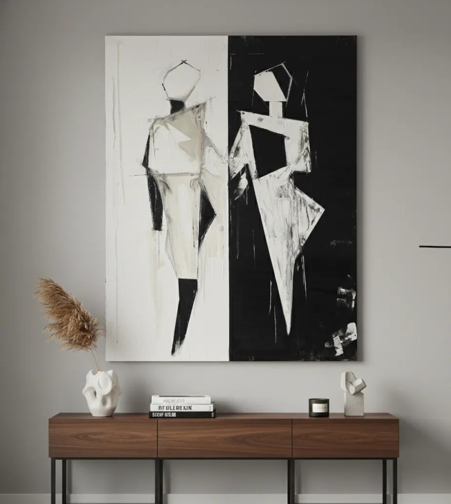 A vibrant abstract contemporary painting titled Silent Figures II